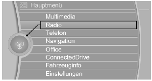 BMW X1. Menüpunkt auswählen