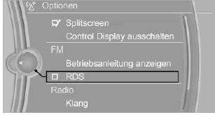BMW X1. Menü Optionen aufrufen