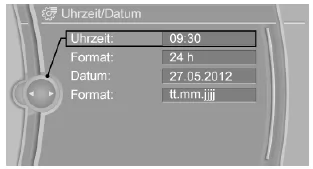 BMW X1. Uhr einstellen