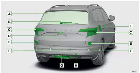 Skoda Karoq. Hinterer Fahrzeugbereich
